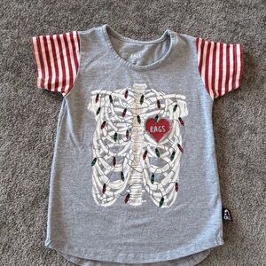 🌶️ Rags Gray and Red Skeleton Shirt. Size 2T